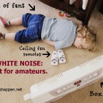 child asleep with fans